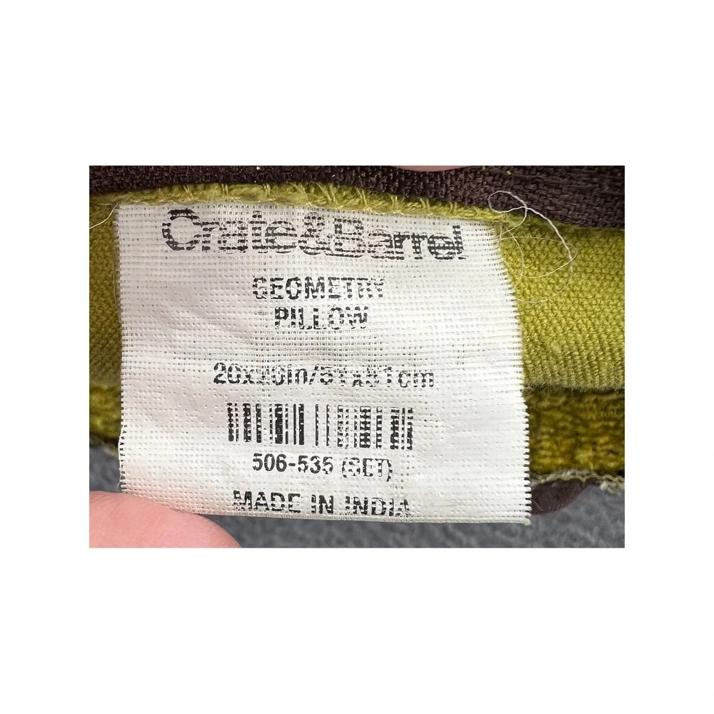 Crate & Barrel Geometry Pillow Covers Set 2 Chartreuse Green Mid Century 20x20